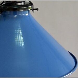 Aldof Industrial Pendant Light - A close-up image of a blue metal pendant light shade. The image highlights the conical shape and the smooth, glossy finish of the shade.