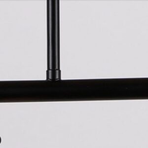 Kennet Tri-headed Glass Funnel Pendant Light - A close-up image of a black metal pipe chandelier. The image highlights the industrial design with exposed pipes and fittings.