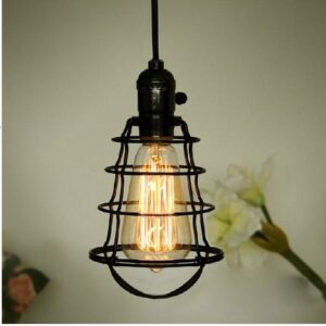 Spider Web Cage Single Bulb Hanging Light- Front