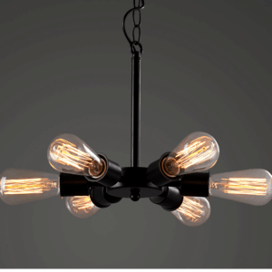 Hexegon Ferris Wheel Industrial Pipe Hanging Lights - front view