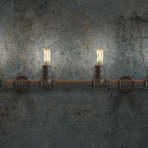  Indrustrial Rustic Pipe Line Quadriplet Lamps - front view