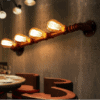  Indrustrial Rustic Pipe Line Quadriplet Lamps - on