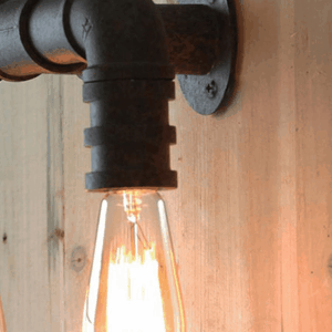 Indrustrial Rustic Pipe Line Twin Lamps - side closeup