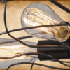 Retro Caged Fan Lamp - side closeup