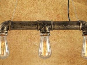 Industrial Pipe Hanging Lamp- front set of 3