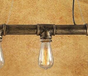 Industrial Pipe Hanging Lamp- front set of 3