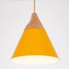 Wooden Top Cone Hanging Lamp - yellow