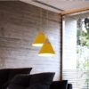 Wooden Top Cone Hanging Lamp - yellow living room