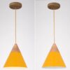 Wooden Top Cone Hanging Lamp - yellow on off