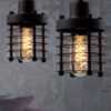 Industrial Disk Cage Lamp - set of 2