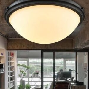 Very much like its cousin, the dewdrop lamp, this lamp also adds a refreshing twist to an otherwise boring and conventional semi-sphere ceiling lamp. This lamp decides to set itself apart by having a sleek metallic rim along the top of the lamp coupled together with a few exposed screws to give it an industrial and rustic appeal. The frosted glass surface allows it to provide a softer lighting that is comforting.