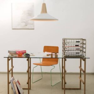 Solid Wood & Aluminum Ceiling Light - Office