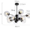 Egilja-Bubble-Pop-Hanging-Lamp 10-head model black with transparent glass dimensions