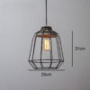 Iron Art Cement:Wooden Pendant Lamp - Cage Black