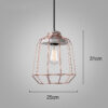 Iron Art Cement:Wooden Pendant Lamp - Cage Rose Gold