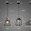 Iron Art Cement:Wooden Pendant Lamp - Size