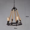 Makani Rope Rings Hanging Chandelier - Dimension B type 4 bulb