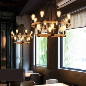 Makani Rope Rings Hanging Chandelier - Restaurant