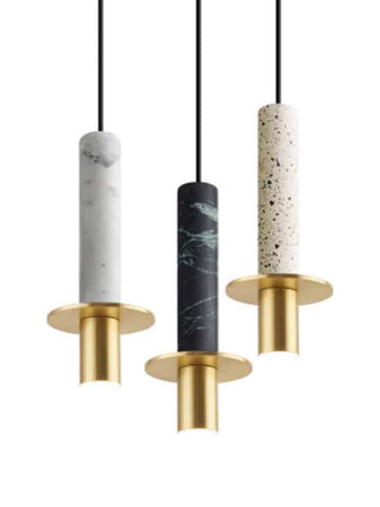 Bauernoh Cylindrical Marble Top Pendant Lamp