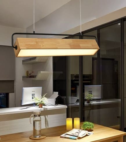 Halfdan Nordic Wooden Bar Pendant Light