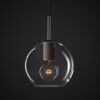 Celarno Metal Accent Glass Globe Pendant Lamp-round-black