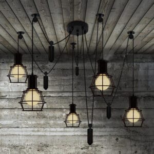 Filippa Pulley Cage Industrial Pendant Lamp-5 bulbs model