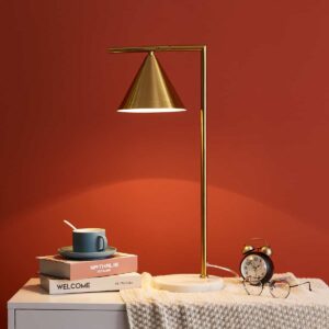 Jerlino Scandinavian Golden Shade Cone Shaped Contemporary Table Lamp