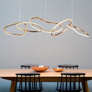 Karolina Elegant Looped Rings Pendant Lamps-dining lightings-wood table