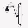 Pandoostem Long Arm Handle Wall Lamp-dimensions