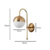 Ragnoku Yellow Copper Round Globe Wall Lamp-dimensions