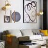 Ragnoku Yellow Copper Round Globe Wall Lamp-living room-2 lamps