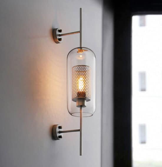 Ramoosin Clear Glass Metal Grill Wall Lamp