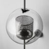 Ramoosin Clear Glass Metal Grill Wall Lamp -Silver-Sphere-Unlit