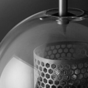 Ramoosin Clear Glass Metal Grill Wall Lamp-closeup