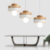 Ranusa Nordic Wood-top Pendant Lamp-set of 3 lamps