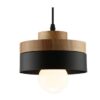 Ranusa Nordic Wood-top Pendant -black-round