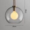 TORDIS U-loop Clear Glass Pendant Lamp-large round ball-dimensions