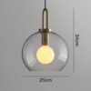 TORDIS U-loop Clear Glass Pendant Lamp-medium round ball-dimensions