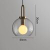 TORDIS U-loop Clear Glass Pendant Lamp-small round ball-dimensions