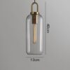 TORDIS U-loop Clear Glass Pendant Lamp-small tall jar-dimensions