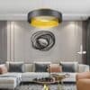 Sindora Slim Drum Pendant Lamp - living room with sofa