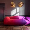 Moltennda Molten Lava Wall Lamp pink couch