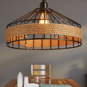Industrial Circus Cage with Rope Pendant Light Vintage Lightings