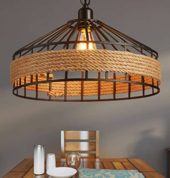 Industrial Circus Cage with Rope Pendant Light Vintage Lightings