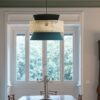 Kresten Rattan and Cloth Triple Tier Pendant Lamp dining light