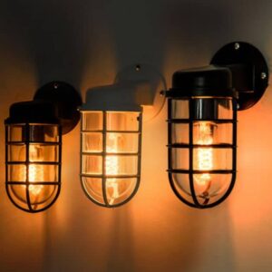 Mariniin Industrial Caged Wall Lamp - metal caged wall lamp