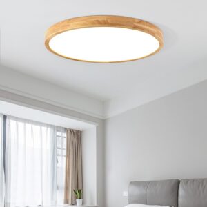 Divana Scandinavian Wooden Round and Slim Ceiling Lamp bedroom