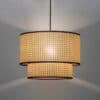 Kresteda Rattan Dual Layer Pendant Lamp up and down glow