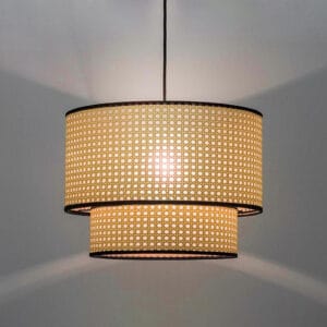 Kresteda Rattan Dual Layer Pendant Lamp up and down glow