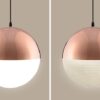 Ragnola Round Grid Glass Cover Pendant Light rose gold globes